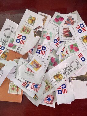 Mixed Usa Postage Stamp Lot Clipped Envelopes Paper Off Paper Collection